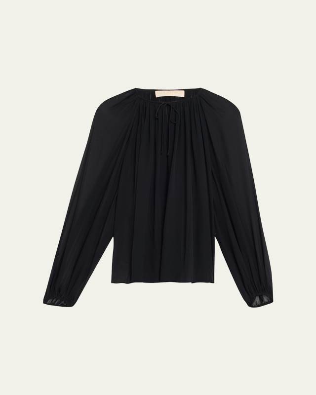 Safa Tie-Neck Silk Blouse
